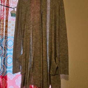 gray no boundaries long Cardigan with scarf L